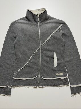 diesel torn slits longsleeve cotton full zip jacket womens medium